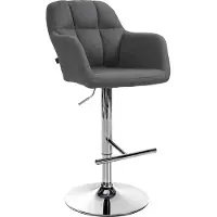 CLP Barhocker Natoma Stoff I Thekenhocker für Bar mit Gepolsterter Sitzfläche | dunkelgrau Farbe dunkelgrau Material Gestell Metall in Chromoptik