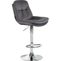 DELUKE Barhocker MITUN - Samt Dunkelgrau 46x54x94 cm Silber | Barstuhl Höhenverstellbar Mit Lehne Drehbar Tresenhocker Tresenstuhl Kneipenhocker Kneipenstuhl