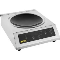 Buffalo Induktions-Wok, 3kW Leistung, aus Edelstahl, 34cm breit, 43,2cm tief