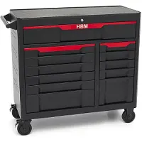 HBM Werkzeugwagen mit 12 Schubladen, 106 cm, schwarz
