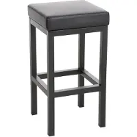 DELUKE Barhocker KIEL - Schwarz, Kunstleder, Stahl, 80cm Höhe | Barhocker ohne Lehne Barstuhl Tresenhocker Tresenstuhl Kneipenhocker Kneipenstuhl