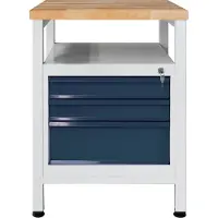Proregal Werkbank Slim Rhino mit Ablagefläche + 3 Schubladen | HxBxT 84x60x60cm | Traglast 300kg | Lichtgrau/Anthrazitgrau