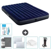 Intex Luftbett – 2 Personen – 152 x 203 x 25 cm – Blau – im Lieferumfang enthalten Spannbettuch - Küssen - Pumpe - Reperaturset en Kissenschutz