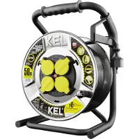 Plastrol Kabeltrommel HEAVY LINE; SCHUKO; 4x2p+Z; IP44; 16A; H05RR-F; 3x1,5; 50m; Bohnenkraut (W-99465)