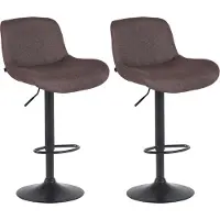 DELUKE 2er Set Barhocker PONOR - Stoff Dunkelbraun 50x50x85 cm Schwarz | Barstuhl Höhenverstellbar Mit Lehne Drehbar Tresenhocker Tresenstuhl Kneipenhocker