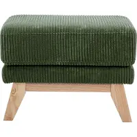 Miliboo - Skandinavischer Hocker aus Kord-Samt in khakigrün und hellem Holz OSLO