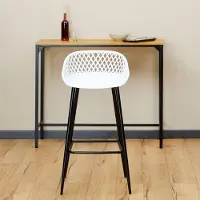 Idimex Barhocker IREK im Retro-Design, bequemer Tresenhocker im 2er Pack, praktischer Bistrostuhl aus Kunststoff weiß, Beine schwarz
