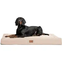 Tierlando OSCAR VISCO Orthopädische Hundematratze Kunstleder Velours Hundebett - Größe: 100x80cm | Farbe: 05 Creme