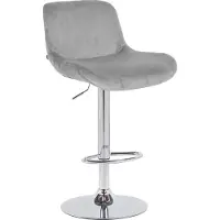 DELUKE Barhocker PONOR - Samt Grau 50x50x85 cm Silber | Barstuhl Höhenverstellbar Mit Lehne Drehbar Tresenhocker Tresenstuhl Kneipenhocker Kneipenstuhl