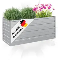 DELUKE Hochbeet für Garten OSKAR Silber | 100x40x45cm | Verzinkter Stahl | Wetterfest | Gartenbeet Kräuterbeet Blumenbeet Beet hoch Frühbeet für Garten Gemüsebeet