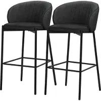 ML-Design Barhocker 2er Set Anthrazit Stoffbezug 76 cm hoch Gepolsterte Barstühle mit Metallgestell Rückenlehne & Fußstütze Küchenstühle Bistrohocker