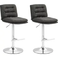 DELUKE Barhocker 2er Set TURIN - Dunkelgrau, Stoff, Chrom | Barhocker mit Lehne Barstuhl Tresenhocker Tresenstuhl Kneipenhocker Kneipenstuhl