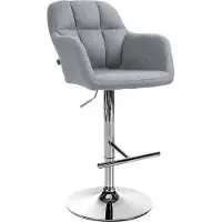 DELUKE Barhocker TUBEL - Stoff Grau 57x59x97 cm Silber | Barstuhl Höhenverstellbar Mit Lehne Drehbar Tresenhocker Tresenstuhl Kneipenhocker Kneipenstuhl