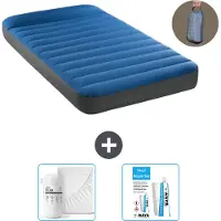 Intex Luftbett - 1 Person - 99 x 191 x 22 cm - Blau - Inklusive Pumpe - Spannbettuch en Reperaturset