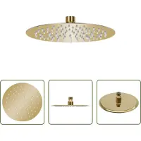 The Living Store Regenbrause Edelstahl 20 cm Rund Golden