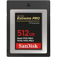 SanDisk Extreme Pro, 512 GB, Kompaktflash, 1700 MB/s, 1400 MB/s, Schwarz