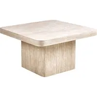 Beliani Couchtisch Beige MDF Platte Travertin Stein Optik 80 x 80 cm Quadratisch Modernes Design Wohnzimmer
