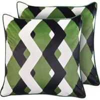 Beliani Gartenkissen 2er Set Mehrfarbig Polyester ZickZack-Muster Quadratisch 45x45 cm Wasserabweisend Dekokissen mit Füllung für Garten Terrasse Balkon