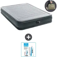 Intex Luftbett - 2 Personen - 152 x 203 x 33 cm - Grau - Inklusive Pumpe - Reperaturset