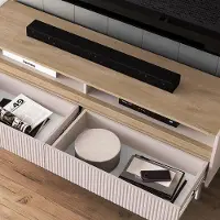 Lomadox Wohnmöbel-Set in kaschmir matt mit Eiche, 154 cm Lowboard & Highboard, 2-teilig - DINAR-131
