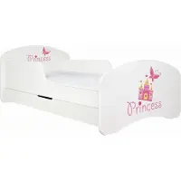 Happy Babies Kinderbett - Mit Matratze & Schublade und Rausfallschutz, 80x160, Mädchen Kinderbetten & Jugendbett Jungen Kids Bed, Jugendbett für Bodentief Ausziehbett Kleinkind, Lattenrost