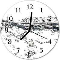 Tulup Glasuhr Wanduhr Küchenuhr Echt-Glas 30fi cm Wasser weiß