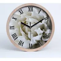 Tulup Holzuhr 20fi cm wanduhr - schwarze Spitzen - Weiße Dahlie