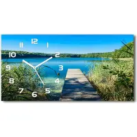 Tulup Wanduhr aus Glas – 60x30 cm - Glasbild - Glasuhr - Gehärtetes Glas - weisse-zeiger - Pier am See