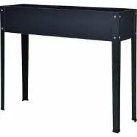 Goplus Hochbeet Pflanzkasten mit 2 Abflusslöcher, Blumenbeet aus Verzinktem Stahl, Erhöhtes Gemüsebeet, Kräuterhochbeet, Schwarz, 101 × 31 × 80 cm