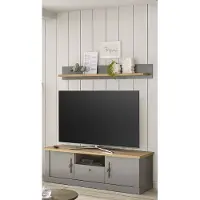 Lomadox Landhaus TV Möbel Set in grau mit Artisan Eiche Nb. CHATHAM-61, B/H/T ca. 155/160/44 cm