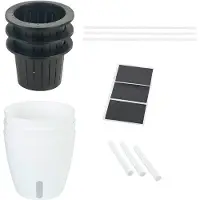 Wenko Maximex Selbstbewässernde Pflanztöpfe, 15-teiliges Set, Kräutertöpfe mit Wasserreservoir, automatische Bewässerung für Zimmerpflanzen, Ø 18 x 19 cm, Kunststoff