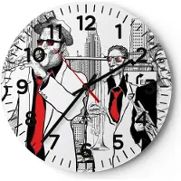 ARTTOR Wanduhr - Rund - Glasuhr - Jazz Musik Musiker - 30x30cm - Schleichendes Uhrwerk - Lautlos - zum Aufhängen bereit - Dekoration Modern - Wanddekoration aus Glas - C4AR30x30-3565
