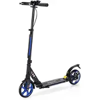 Goplus Scooter für Kinder & Erwachsene, Cityroller Tretroller mit Klingel, Höhenverstellbar Klappbar, mit Federung & Bremse