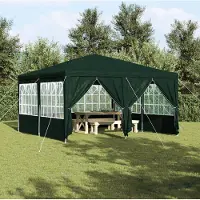 vidaXL Partyzelt mit 8 Seitenwänden Grün 4x4 m PE, Pavillons & Partyzelte DesignMöbel Neu