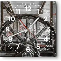 ARTTOR Wanduhr - Quadrat - Glasuhr - Maschine Industrie Graffiti - 40x40cm - Schleichendes Uhrwerk - Lautlos - zum Aufhängen bereit - Dekoration Modern - Wanddekoration aus Glas - C4AC40x40-4304