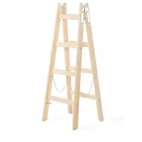 Proregal Wood Double Giraffe Holz-Sprossen-Stehleiter mit Sicherheitskette | 2x6 Sprossen | 192cm hoch | Leiter, Trittleiter, Bockleiter, Sprossen-Doppellleiter