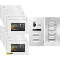 Balter EVO HD Unterputz Silber 12x7" Monitor Weiß Video Türsprechanlage Set 12 Teilnehmer