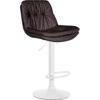 DELUKE Barhocker MITUN - Kunstleder Braun 46x54x92 cm Weiß | Barstuhl Höhenverstellbar Mit Lehne Drehbar Tresenhocker Tresenstuhl Kneipenhocker Kneipenstuhl