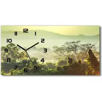 Tulup Wanduhr aus Glas – 60x30 cm - Glasbild - Glasuhr - Gehärtetes Glas - schwarze-zeiger - Dschungel