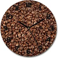 Tulup Wanduhr aus Glas 30fi Glasbild Glasuhr Gehärtetes Glas - schwarze-zeiger - Coffee beans