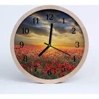 Tulup Holzuhr 20fi cm wanduhr - Mohnfeld Natur