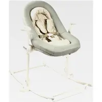 Markenlos Babywippe Up&Down Plus, 4 Höhen, 3 Neigungen, Faltbar, Sitzverkleinerung für Neugeborene, Sitz aus 100% Baumwolle, hochwertige Verarbeitung, 5-Punkt-Gurt, Graugrün