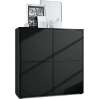 Vladon Highboard Cuba V2 Schrank 104 x 105,5 x 35,5 cm Sideboard mit 8 Fächern, Germany, Korpus in Schwarz matt / Fronten in Schwarz matt