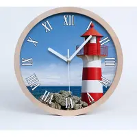 Tulup Holzuhr 20fi cm wanduhr - weiße Spitzen - Leuchtturm