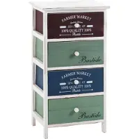 CARO-Möbel Kommode Mehrzweckschrank Schubladenkommode COLORIS in weiß, Anrichte mit 4 Schubladen in 3 Farben, Shabby Chic Vintage Look