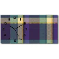 Tulup Wanduhr aus Glas – 60x30 cm - Glasbild - Glasuhr - Gehärtetes Glas - schwarze-zeiger - Lattice Textur