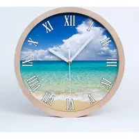 Tulup Holzuhr 25fi cm wanduhr - weiße Spitzen - Paradies-Strand