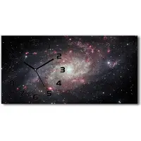 Tulup Wanduhr aus Glas – 60x30 cm - Glasbild - Glasuhr - Gehärtetes Glas - schwarze-zeiger – Galaxie