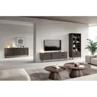 Meble Laski Wohnwand Set Veris 3-teilig | Kommode, TV-Lowboard & Regal in Eiche Dunin | Möbelset Wohnzimmer Modern