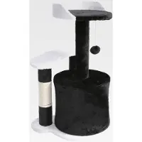 Markenlos Kratzbaum 67 cm hoch in Schwarz/Weiß, Katzenkratzbaum mit Sisal, Katzenbaum mit Plattform, Katzenhöhle und Spielball, Kletterbaum für Katzen